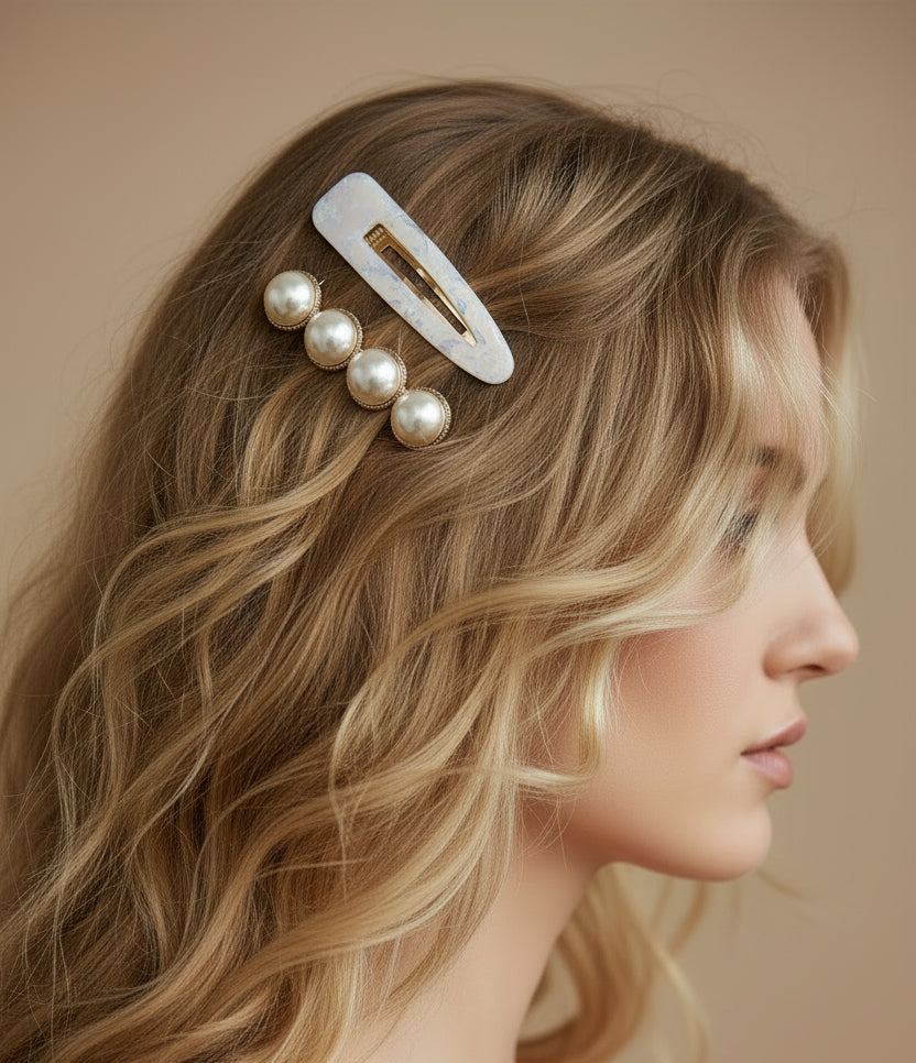Lots barrettes en fantaisie blanche