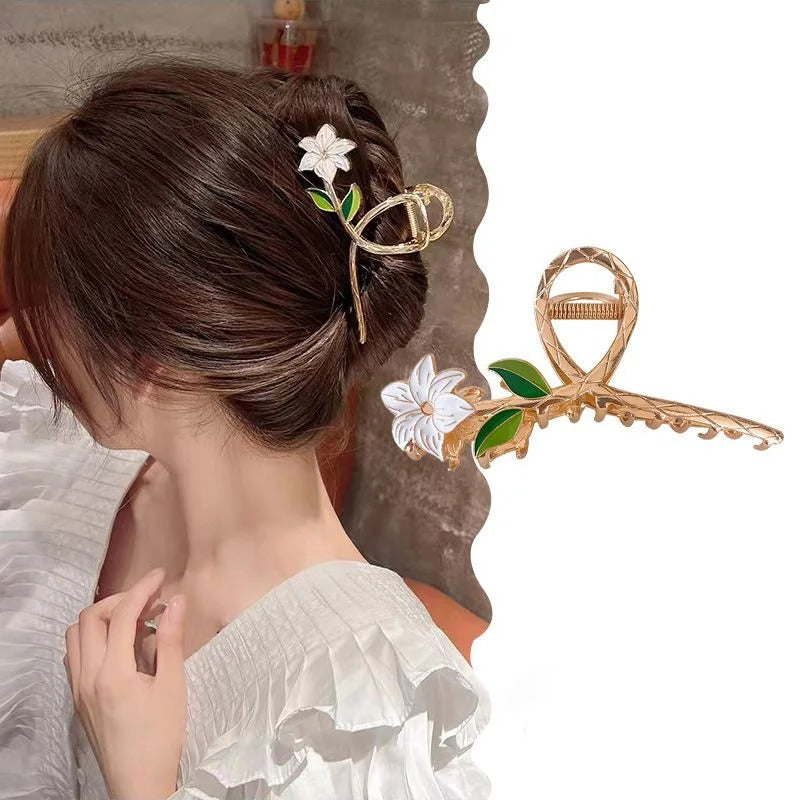 pince cheveux fleurs blanche