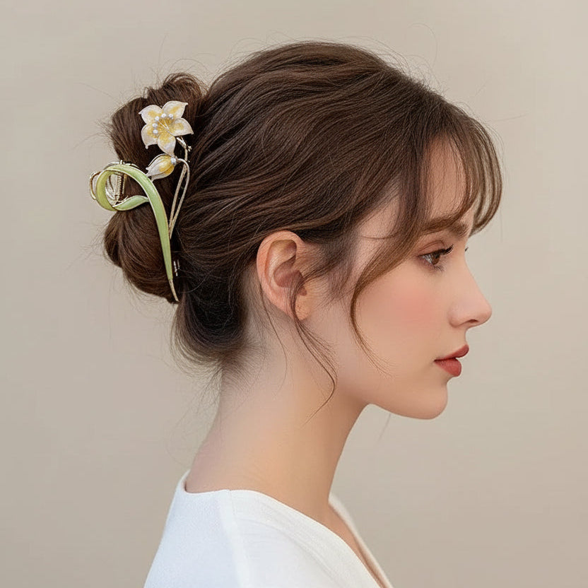 Pince cheveux fleur jaune