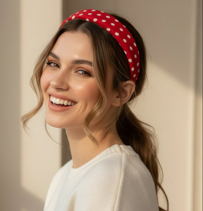 serre tete a pois rouge
