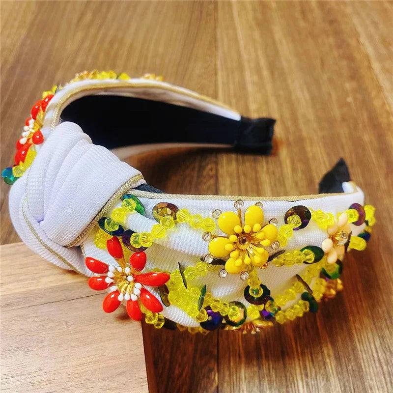 serre tete fleurs blanc