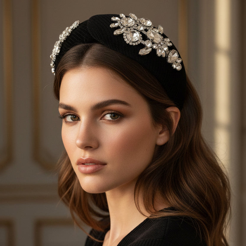 Serre tete noir strass