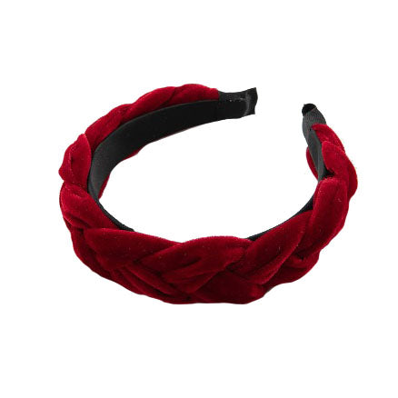 Serre tete tresse velours rouge