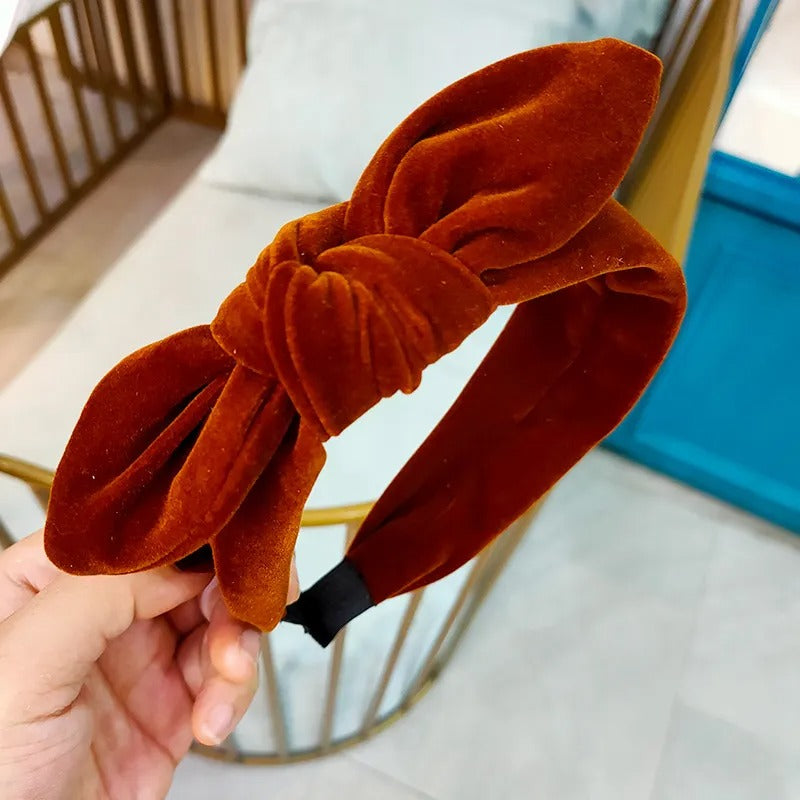 serre tete velours marron caramel