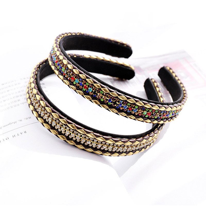 Serre tête - Cristaux Diamants Blancs et dorures