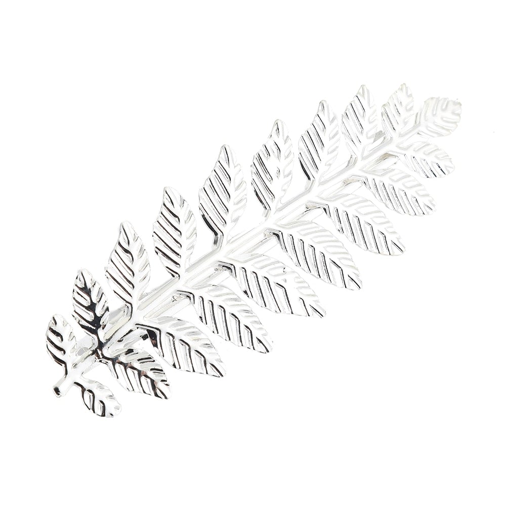 barrette feuille argentée