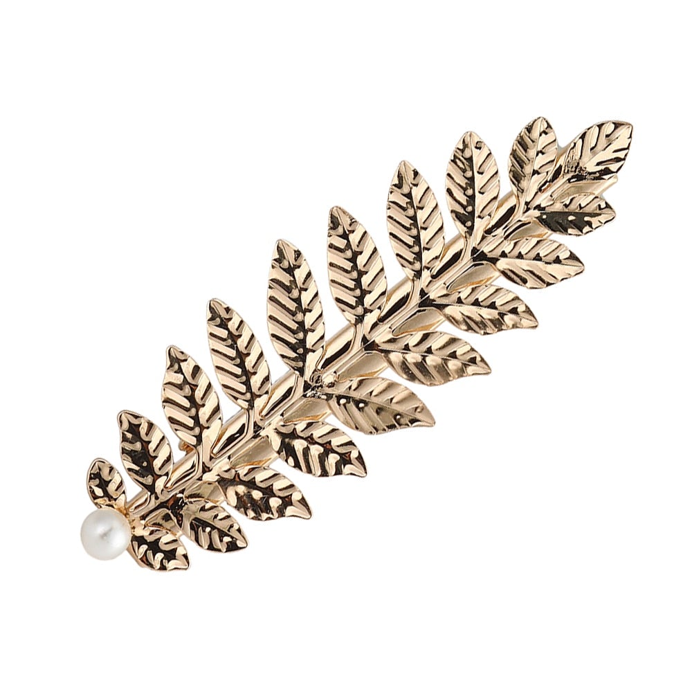 barrette feuille or