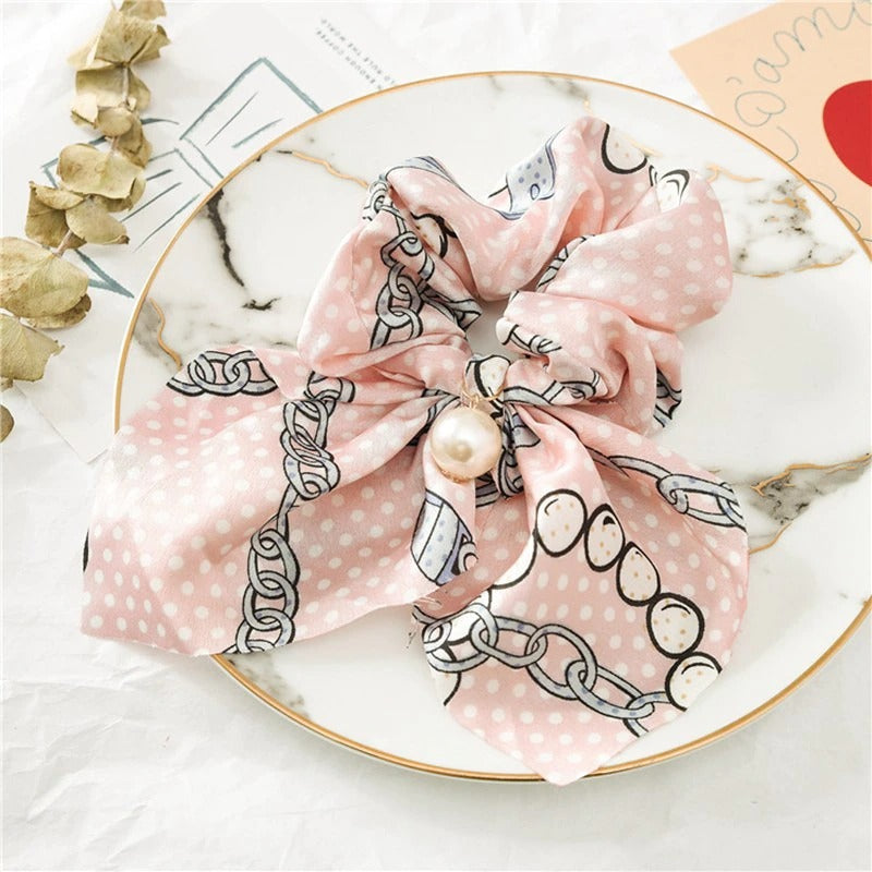chouchou foulard rose