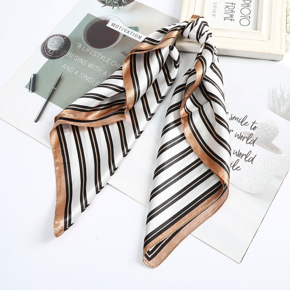 Foulard cheveux - Rayures chocolats