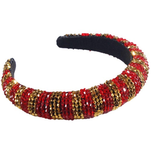 serre tete rouge et dore