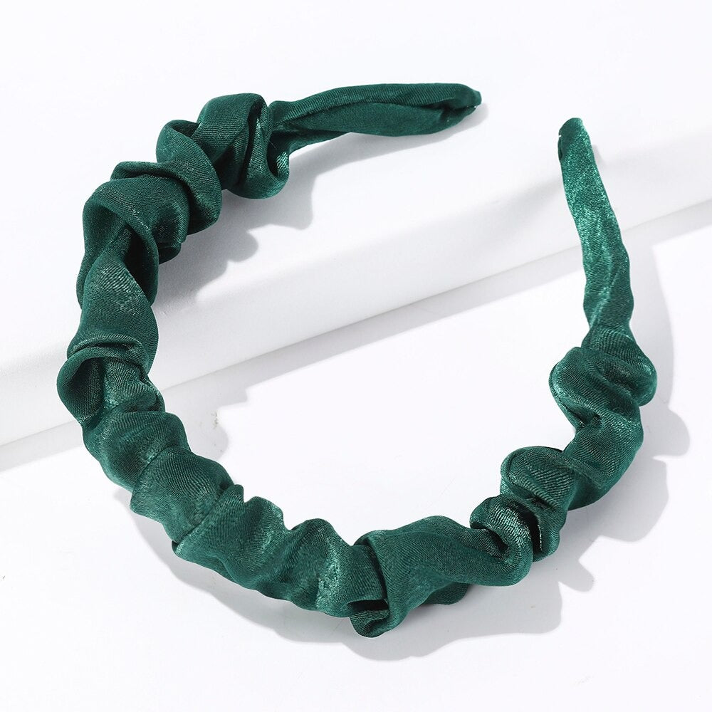 Serre tête satin frou-frou vert foncé