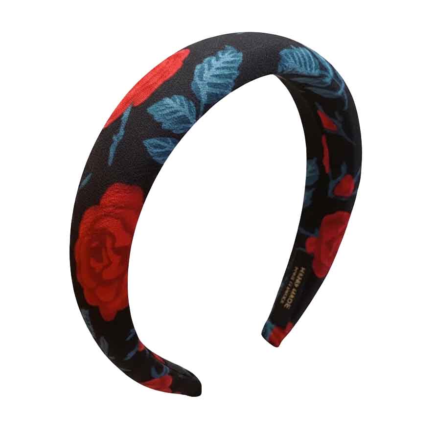 Serre-tête fleuri noir et rouge