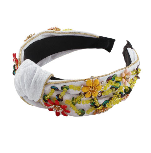 headband cheveux perles blanc 