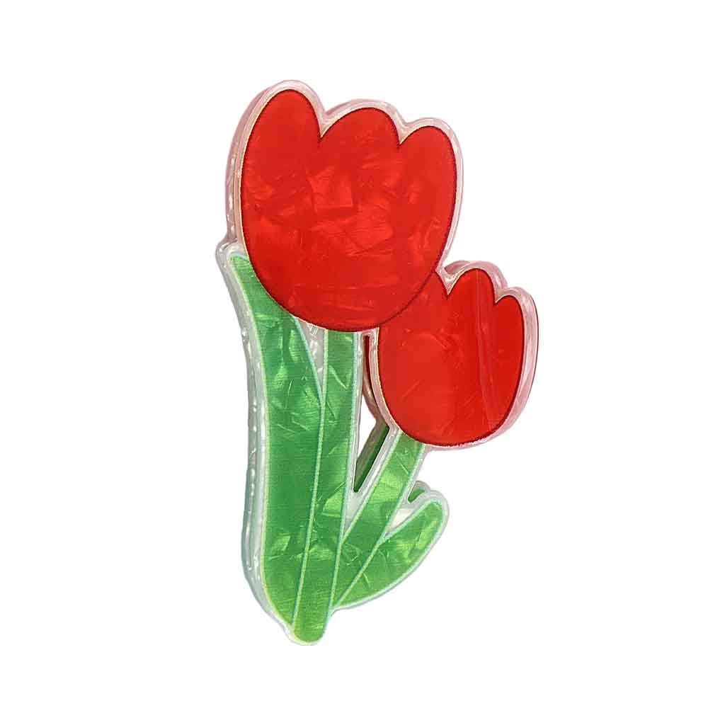 Pince cheveu tulipe rouge