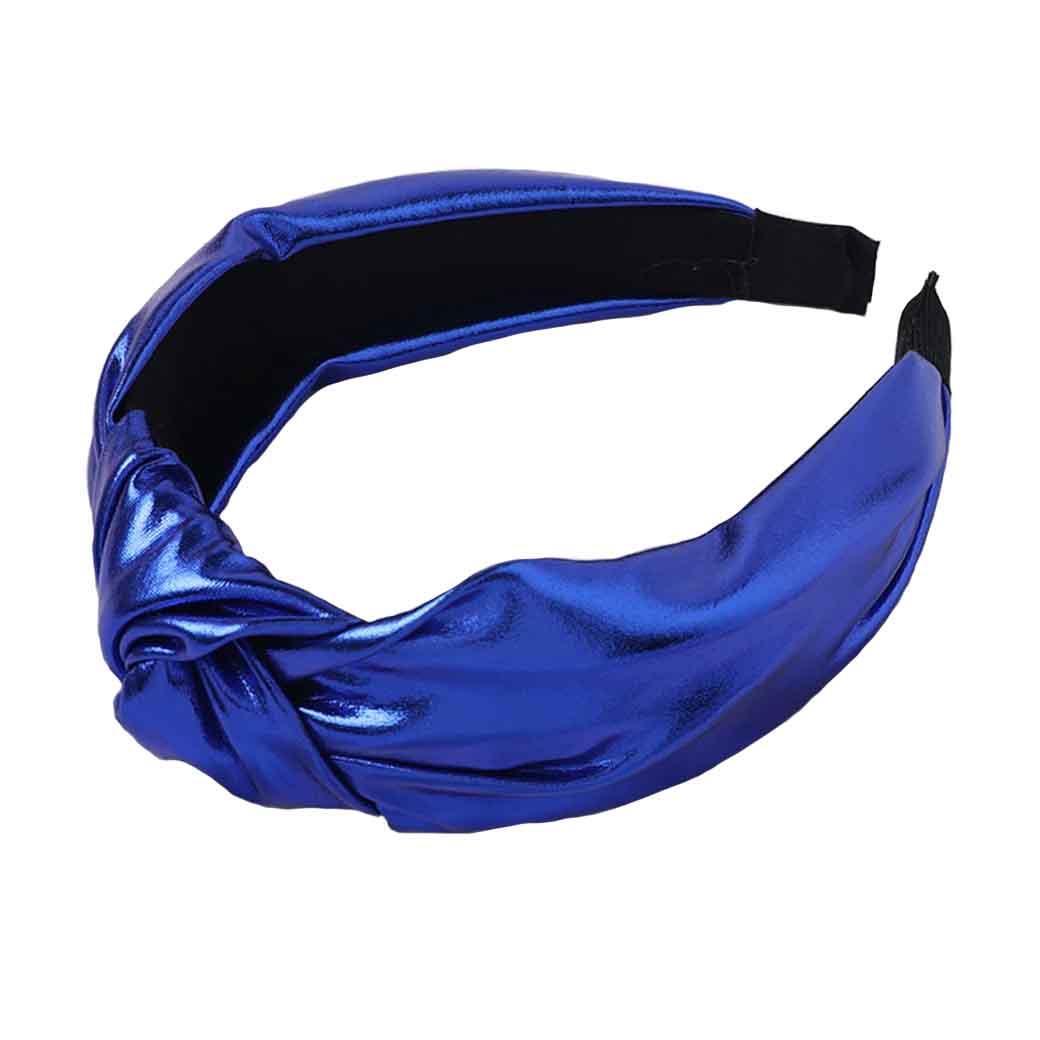 Serre tete bleu cuir 
