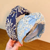 Serre-tête bleu broderie