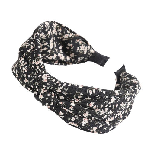 Serre tete fleuri noir et blanc 