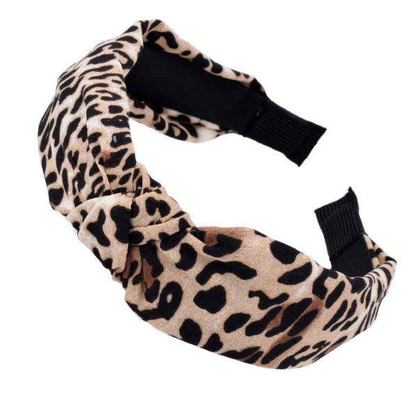 Serre-tête Large Pour Femme - Motif Léopard Et Unis - Design Avec Nœud Papillon - Taille Unique Réglable