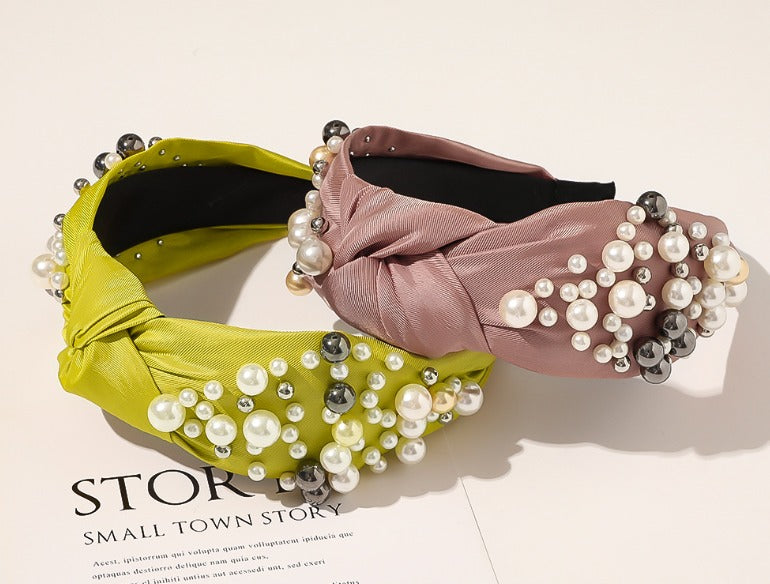 Headband rose et perles