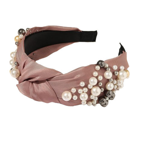 Headband rose et perles
