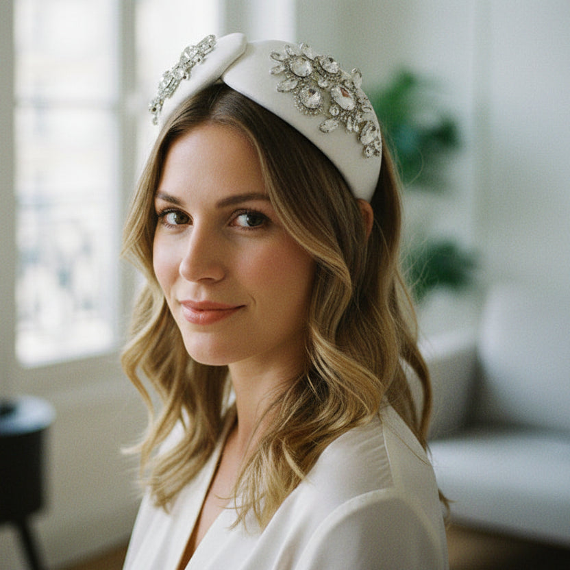 Serre tete strass blanc