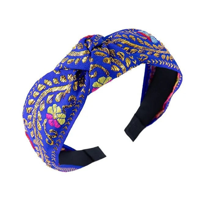 Serre tete tissu bleu 