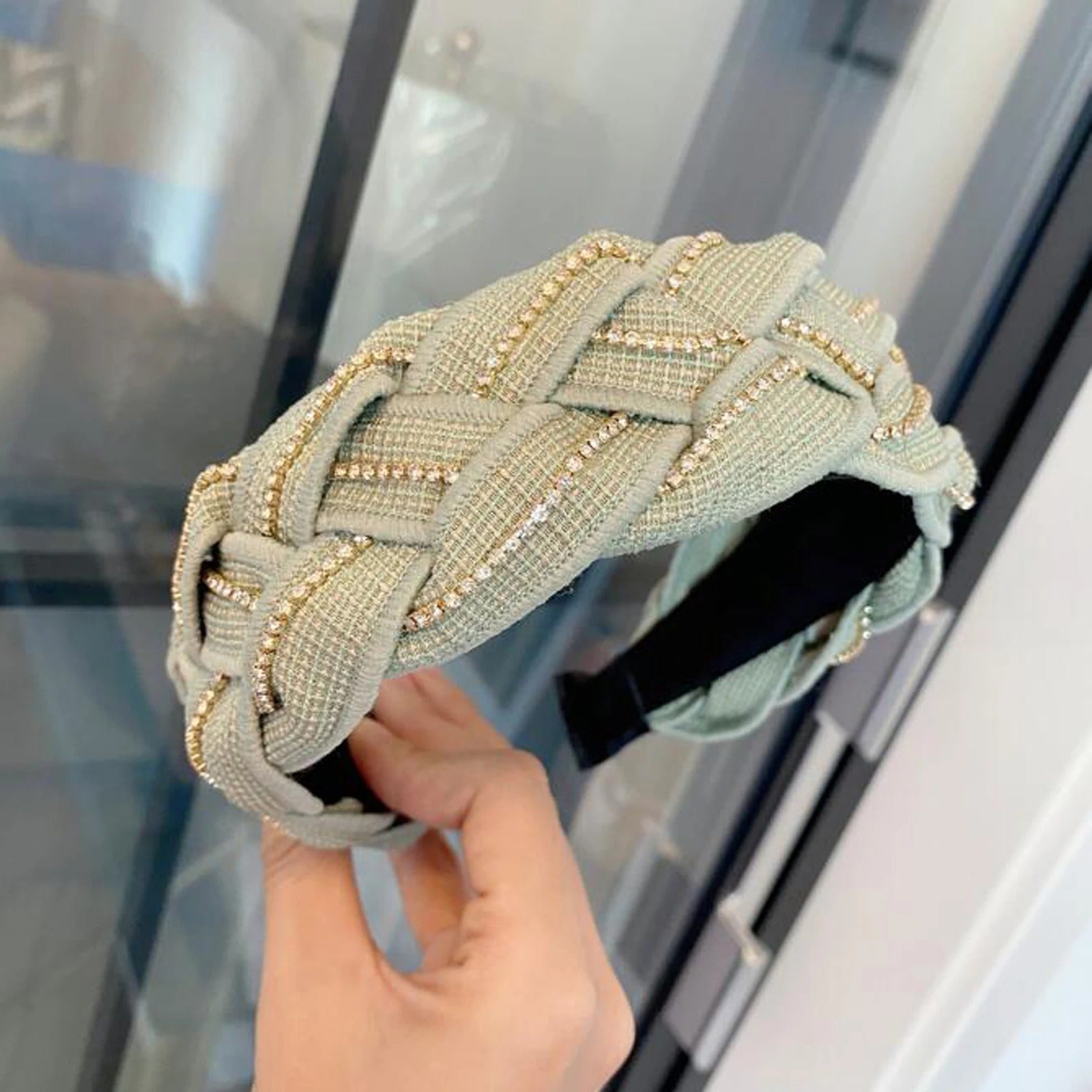 Serre tete vert tressé