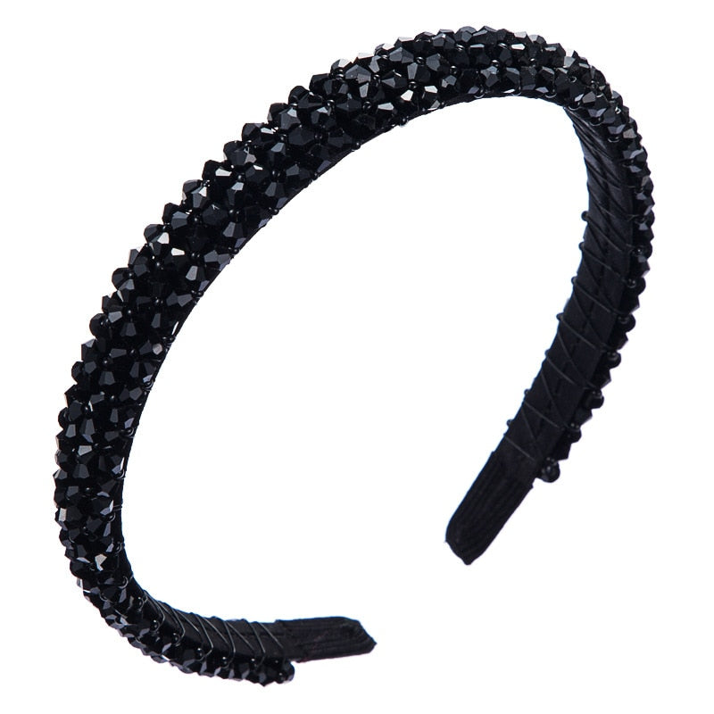 Serre tête perles strass noir - Deneb