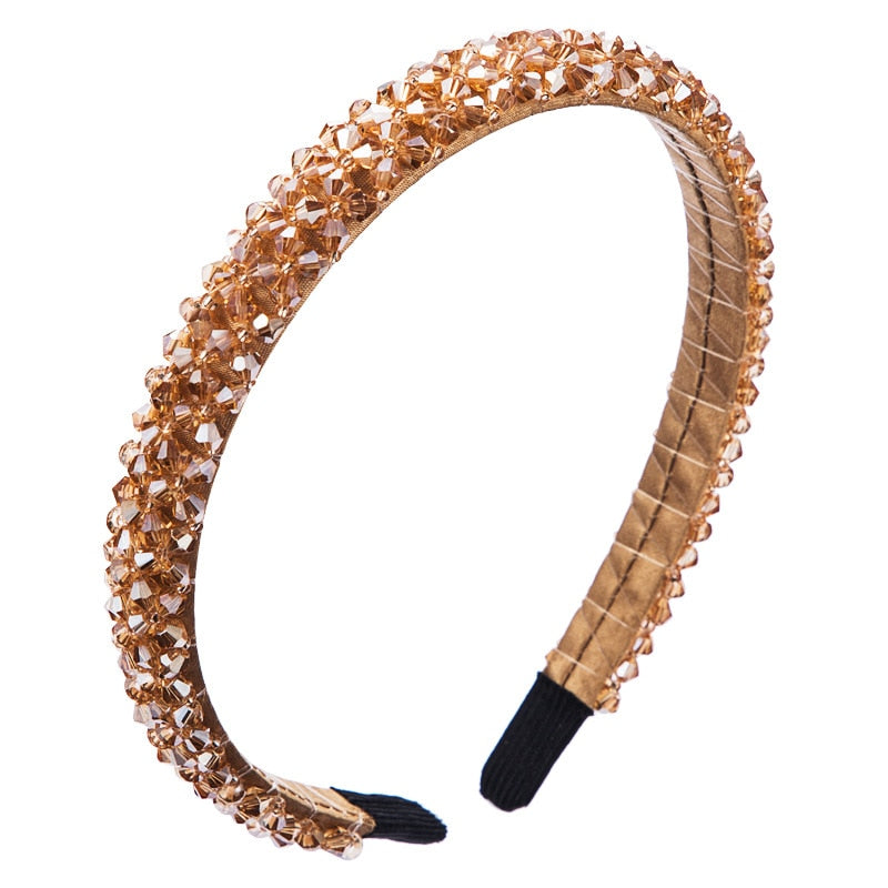Serre tête perles strass beige - Naos