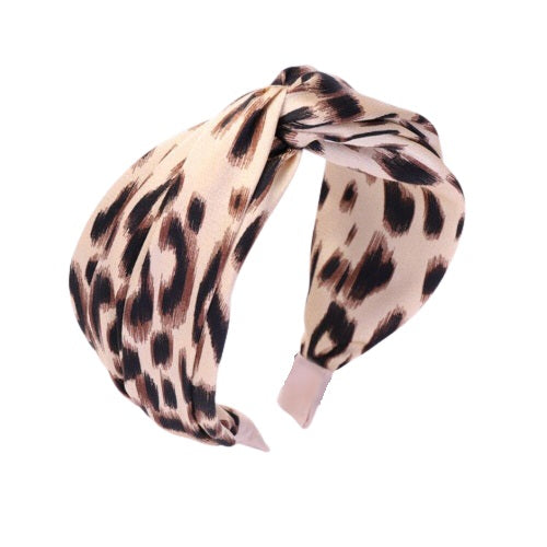 Serre tête Tissu imprimé léopard beige