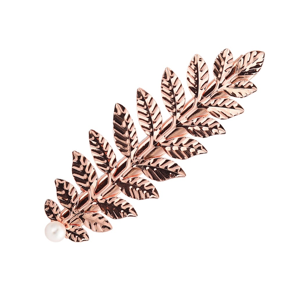 barrette feuille rose gold