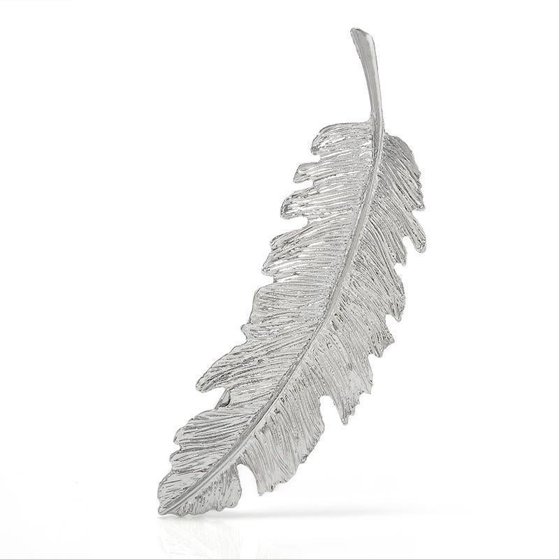 barrette plume argente