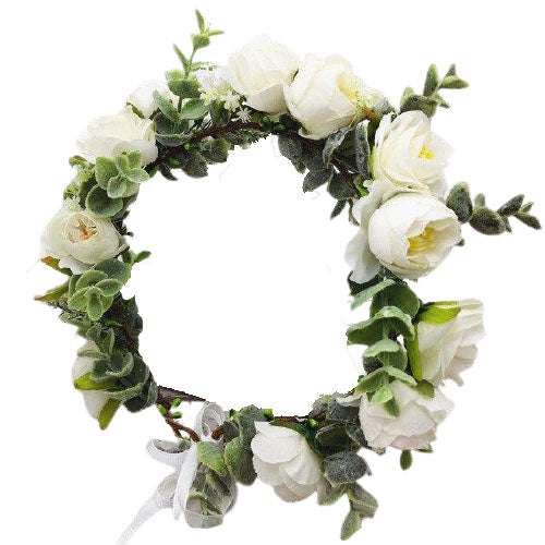 Couronne de fleurs cheveux roses blanches