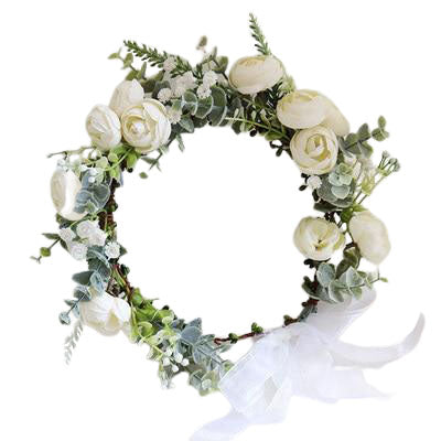 Couronne de fleurs fantaisie blanche