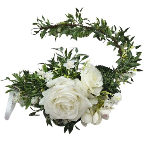 Couronne de fleurs harmonie blanche