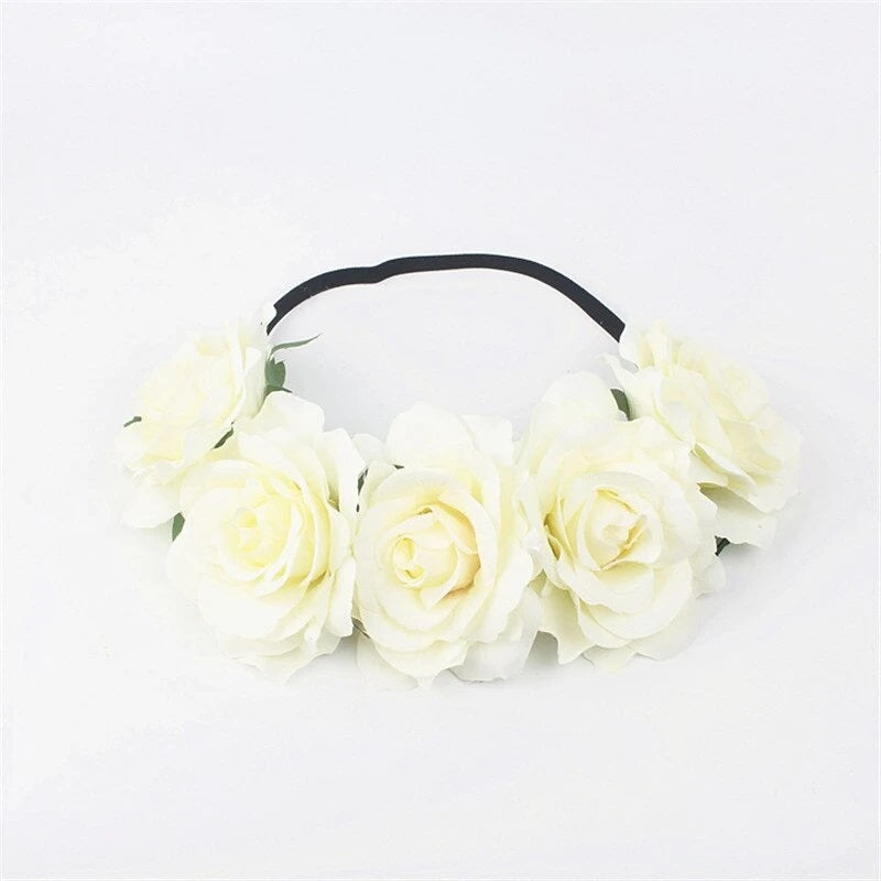 Maxi couronne de roses couleur crème