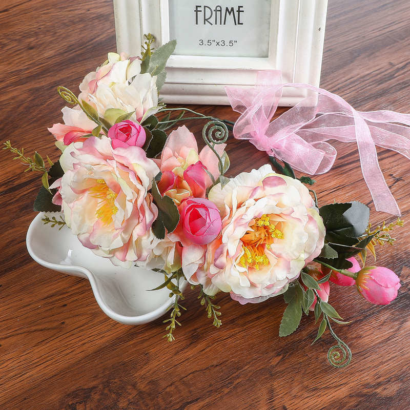 couronne de fleurs pivoines