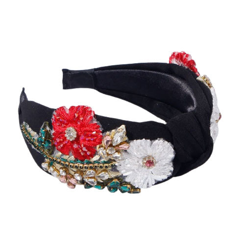 headband strass fleurs luxe