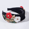 headband strass fleurs noir