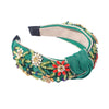 headband vert fleurs