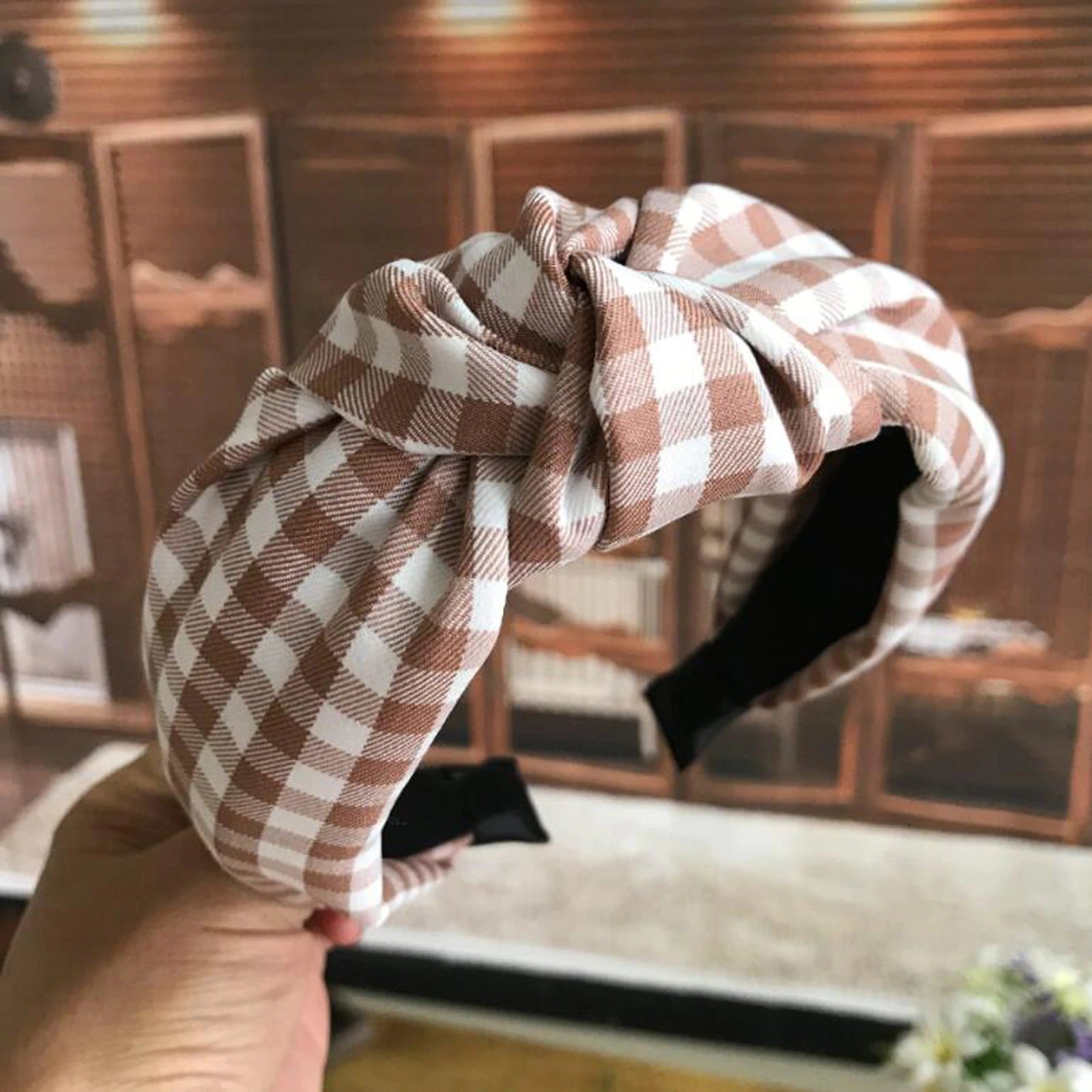 Serre tête Vichy marron