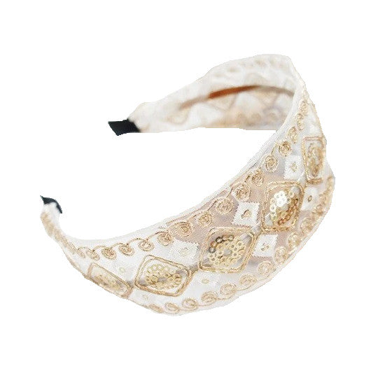 Serre tête chic brodé blanc
