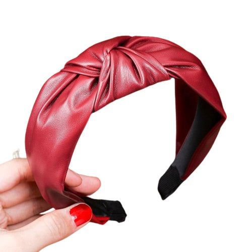 Serre tête rouge en Cuir