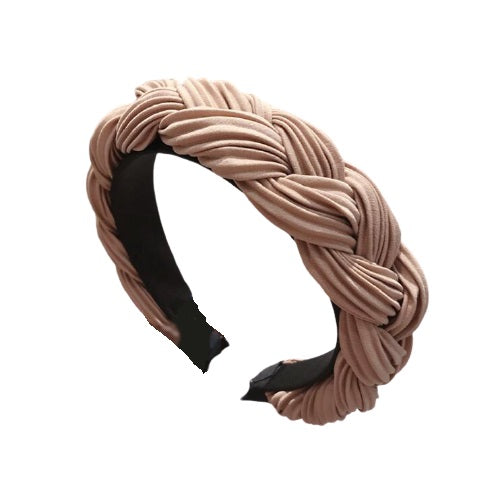 Serre tête tissu plissé beige