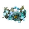 couronne de fleurs plastiques bleu