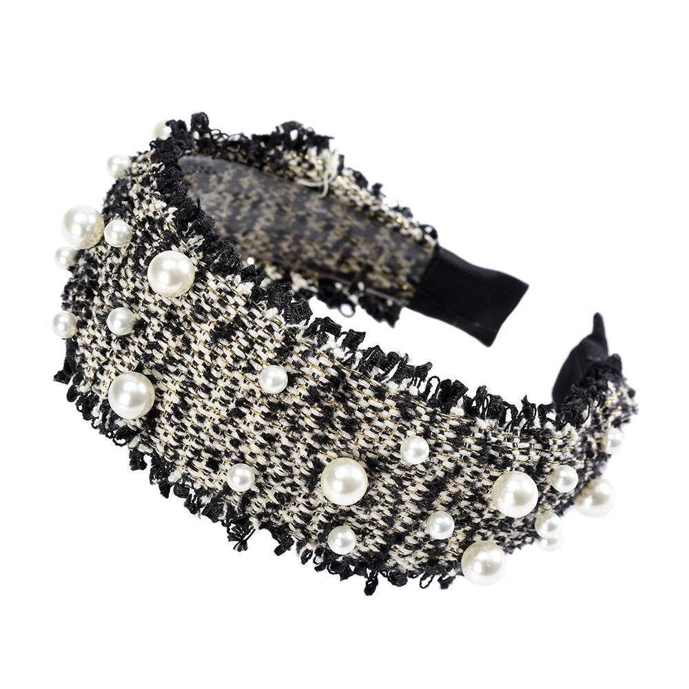 Vase verre et perles noir blanc - H24 Vase verre et perles noir blanc - H24