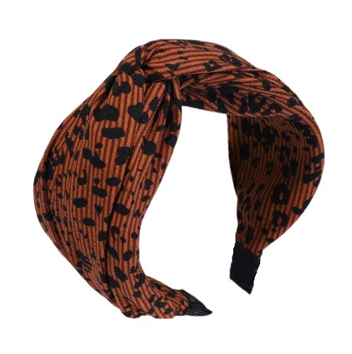 serre tete tissu plissé leopard