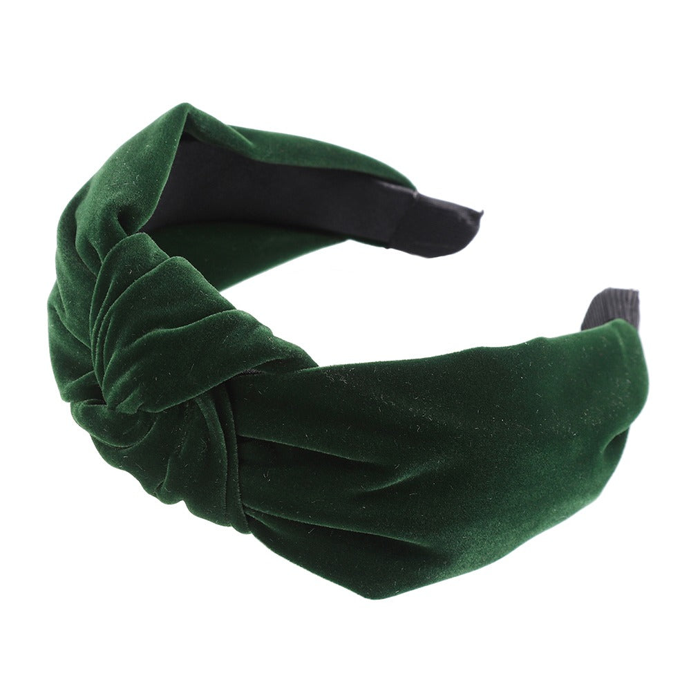 Bandeau Velours Vintage Pour Femme - Vert Foncé Élégant - Accessoire Cheveux Confortable Quotidien