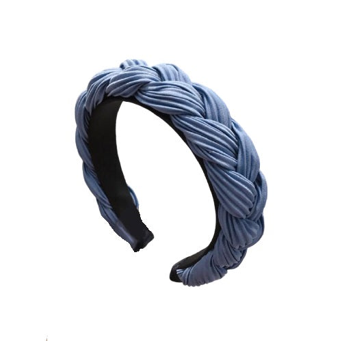 Serre tête tissu plissé bleu ciel