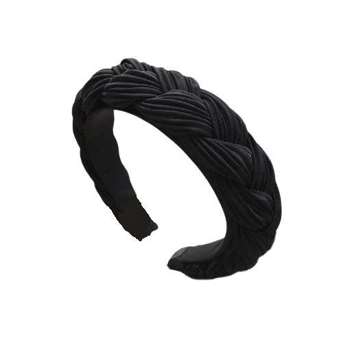 Serre tête tresse tissu plissé noir